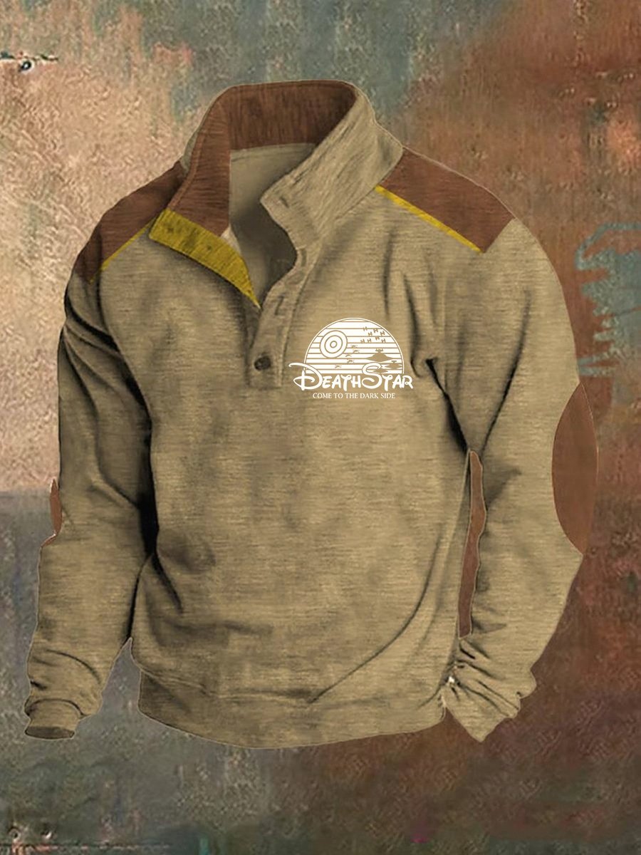 Sudadera vintage Polo Neck Logo Button para hombre
