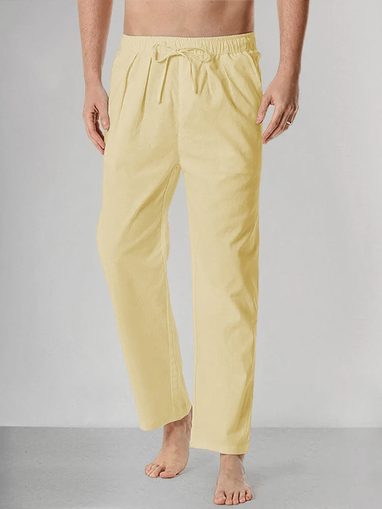 Pantalón Drawstring Elastic Waist Straight Comfortable And transpirable para exterior Vacation Beach Vacation casual para hombre