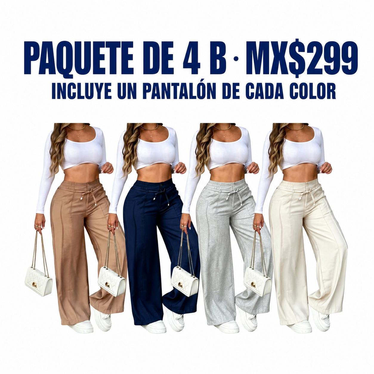 Pantalón casual de pierna ancha para mujer · vista 3