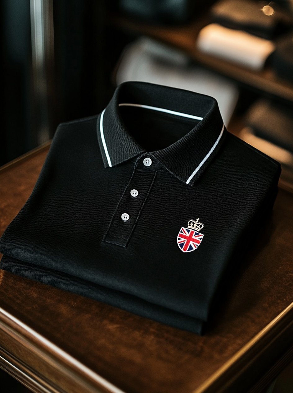 Camisa polo ejecutivo casual Union Jack Button de manga corta para hombre