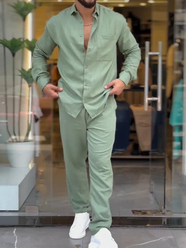 Camisa de algodón and pantalón Two-pieces Set para hombre