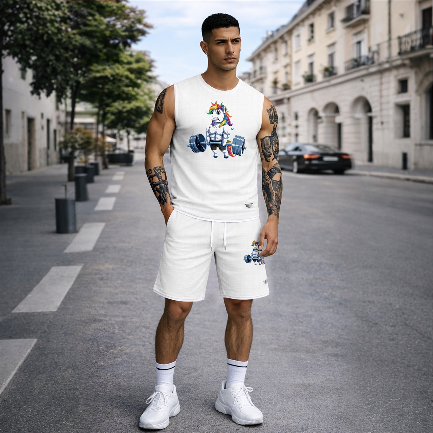 Shorts Graphic Tank Top and Set, 2 Piece Summer Outfit for Men, casual Sleeveless Top with Elastic Waist shorts, Regular Fit Streetwear Set, suave Lightweight Everyday Matching Clothes para hombre