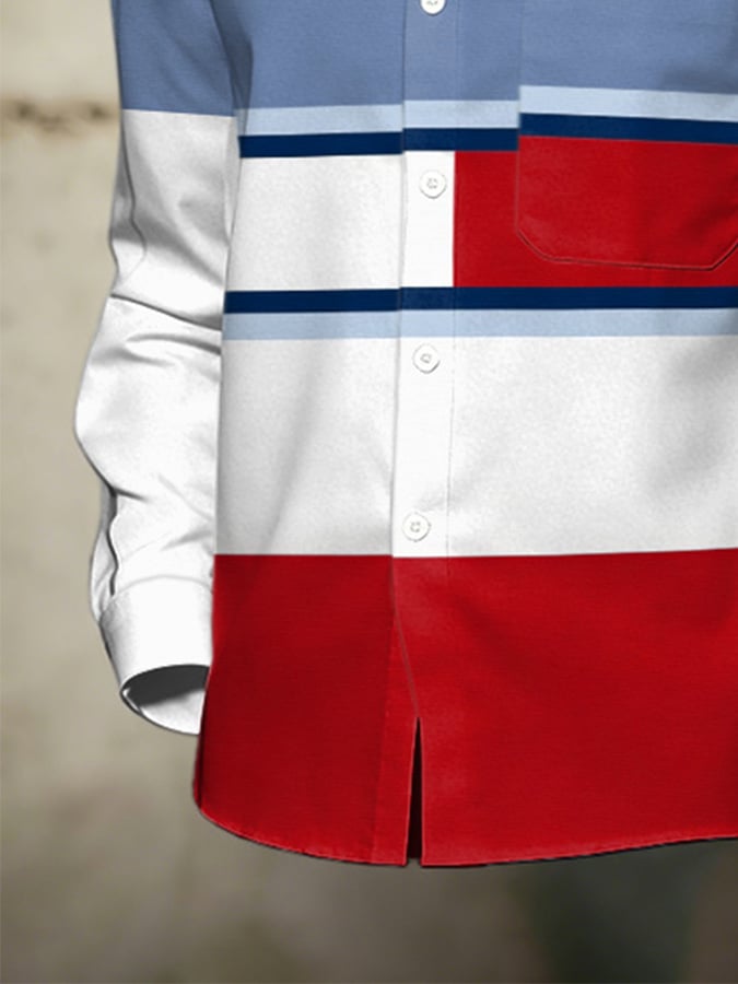 Camisa retro Abstract Art estampado Comfortable ejecutivo Style para hombre
