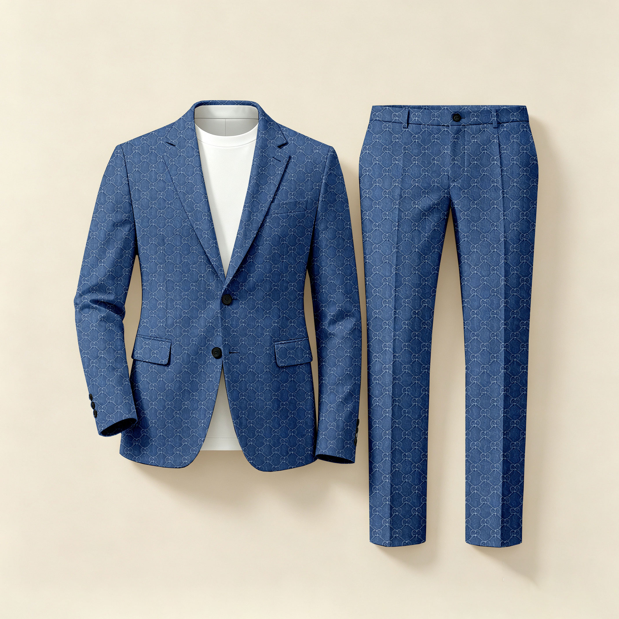 para hombre ejecutivo Diamond-Quilted de manga larga camisa and Trousers Two-Piece Suit