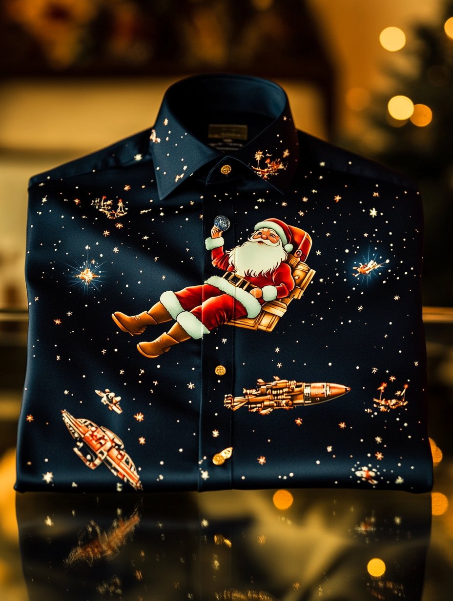 Camisa Christmas estampado de manga larga para hombre