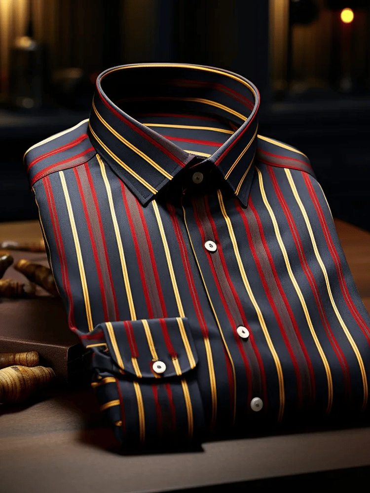 Camisa elegante Romantic a rayas de manga larga para hombre