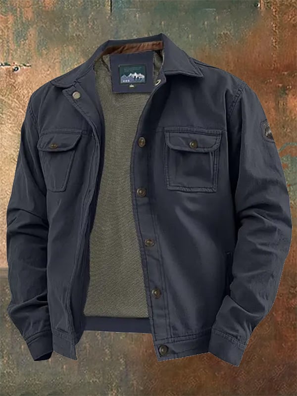Chaqueta vintage para exterior Multi-bolsillo para hombre