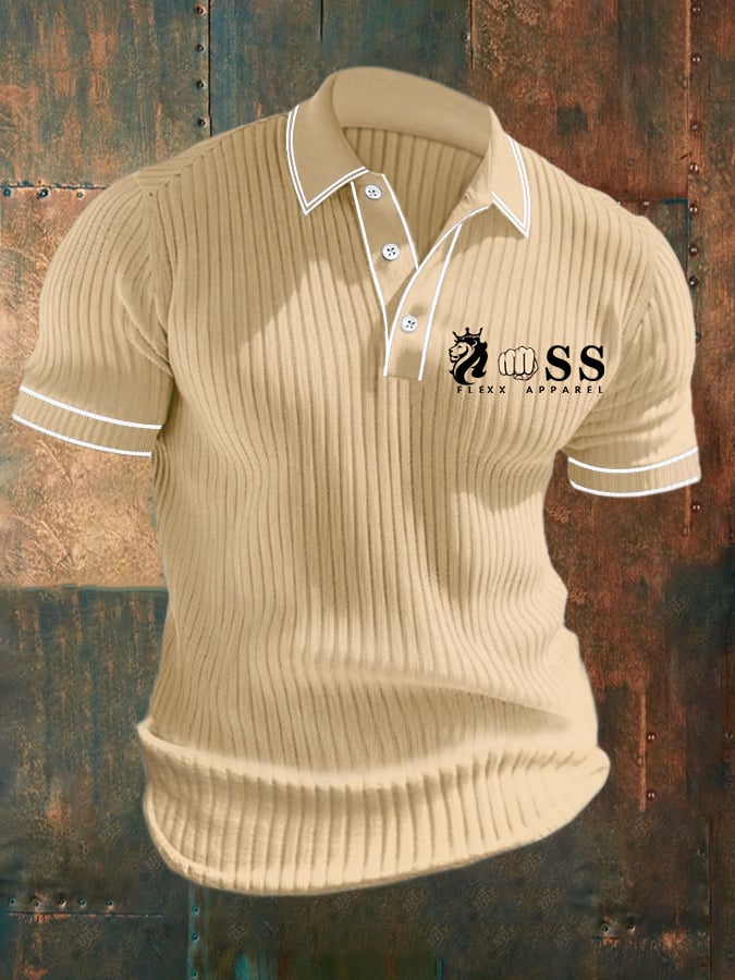 Camisa polo casual geométrico jacquard tejido para hombre