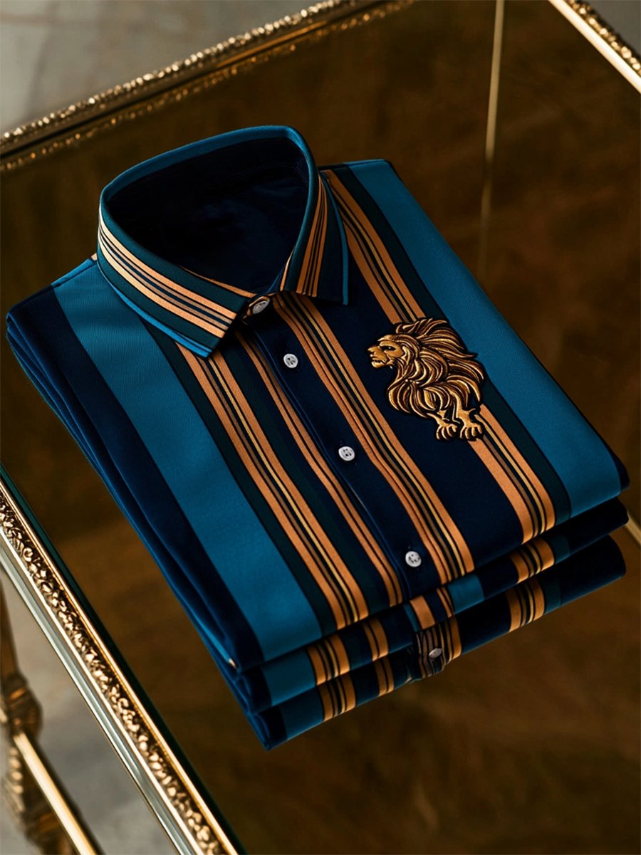 Camisa satén Luxe de manga corta con botones para hombre