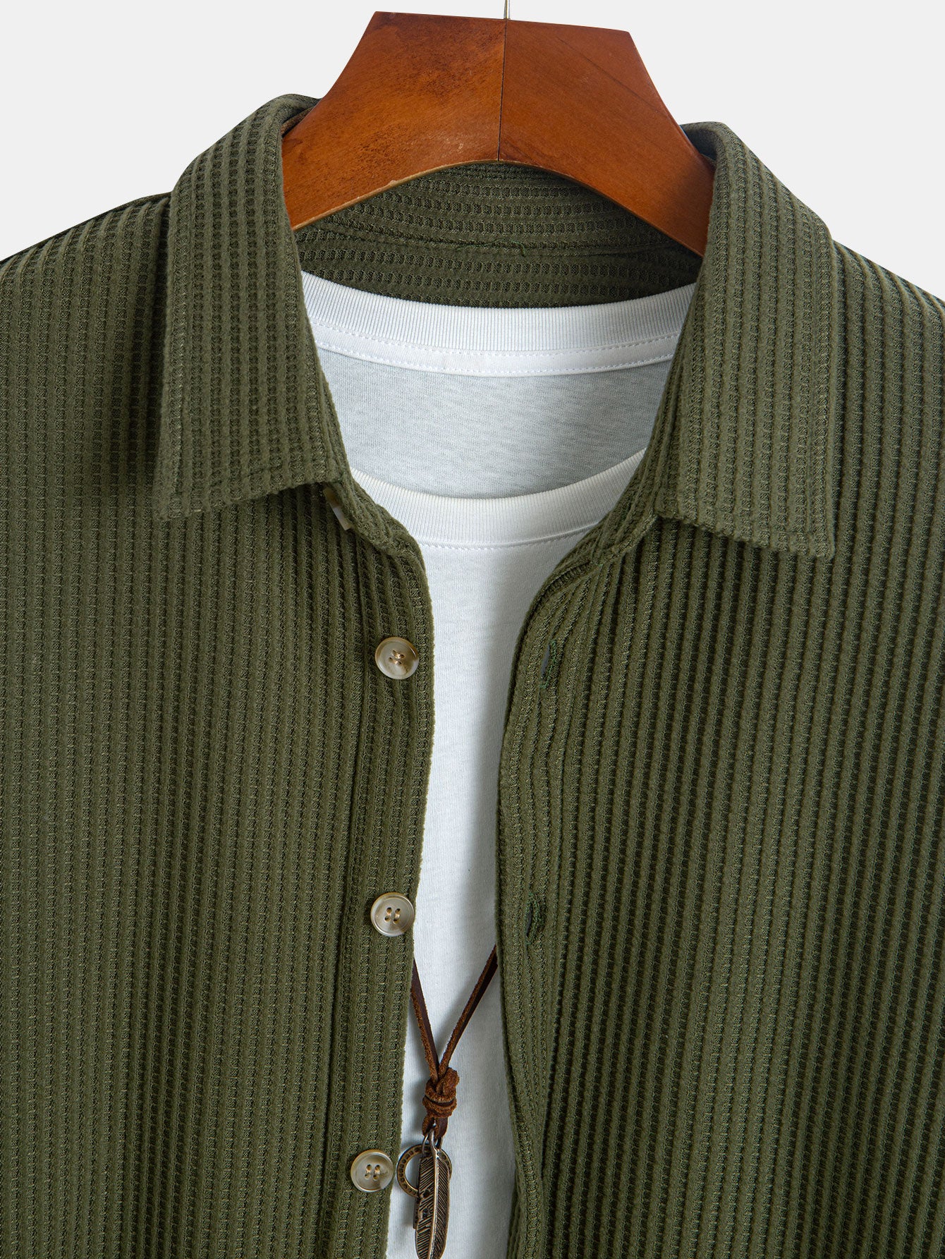 Camisa de manga larga Waffle Button Up