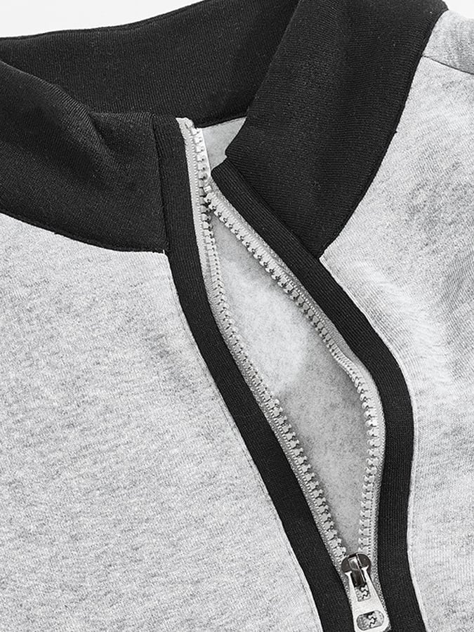 Sudadera retro Patchpara trabajo Comfortable en bloques de color cierre para hombre