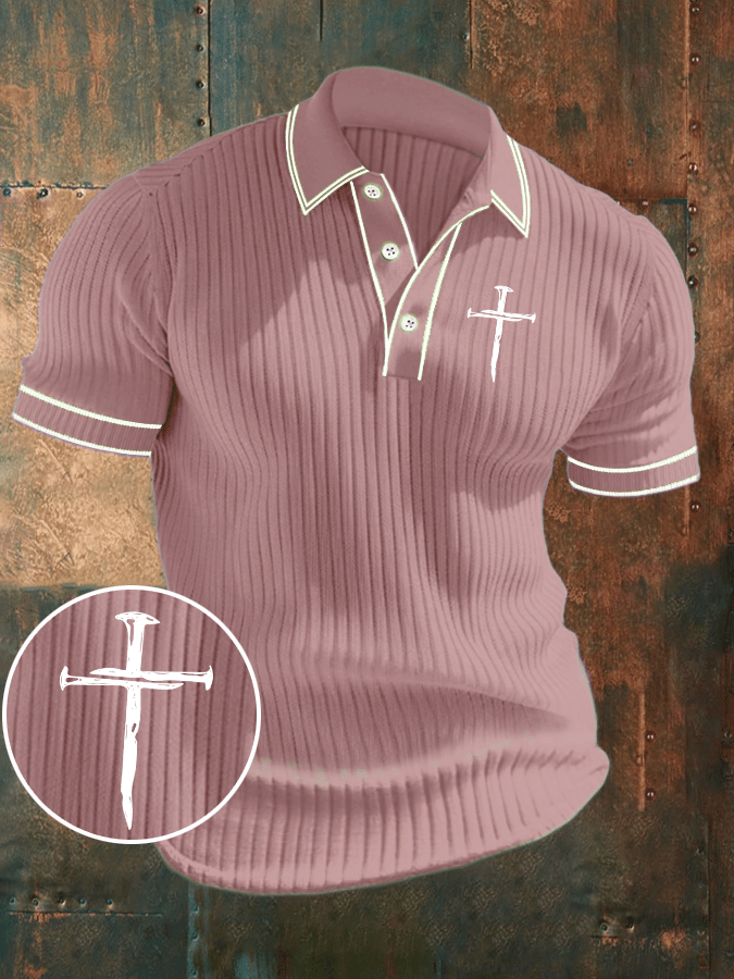 Camisa polo Faith estampado acanalado jacquard casual para hombre