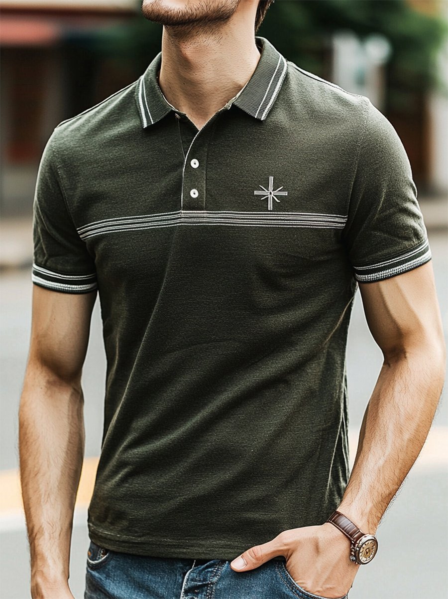 Camisa polo ejecutivo casual Faith Button de manga corta para hombre