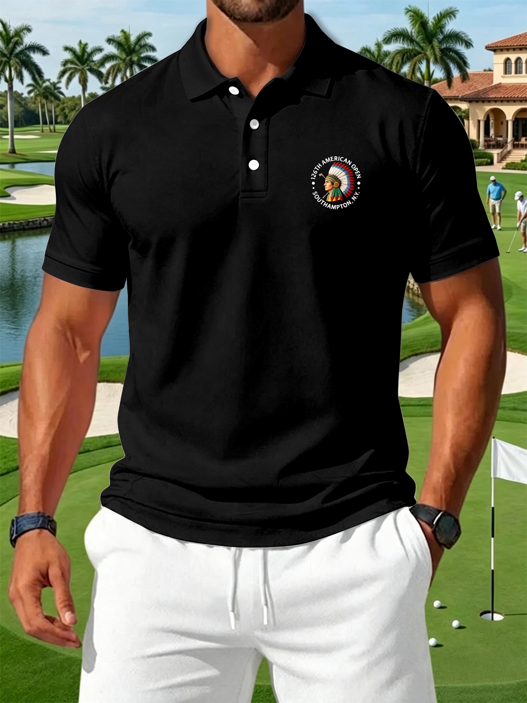 Golf Enthusiast estampado casual Polo para hombre