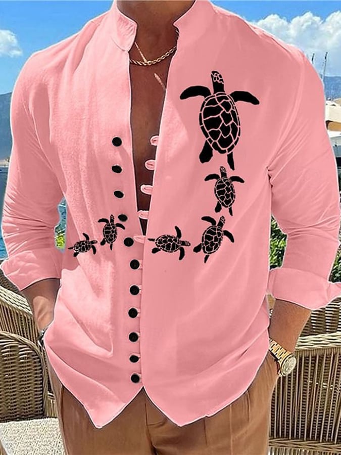 Camisa Hawaiian Turtle estampado casual Resort para hombre