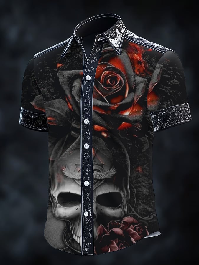 Camisa Gothic Dark de manga corta para hombre