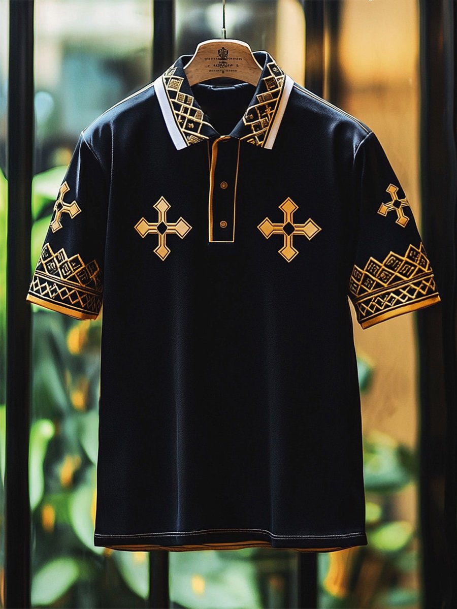 Camisa polo ejecutivo Cross Button de manga corta para hombre