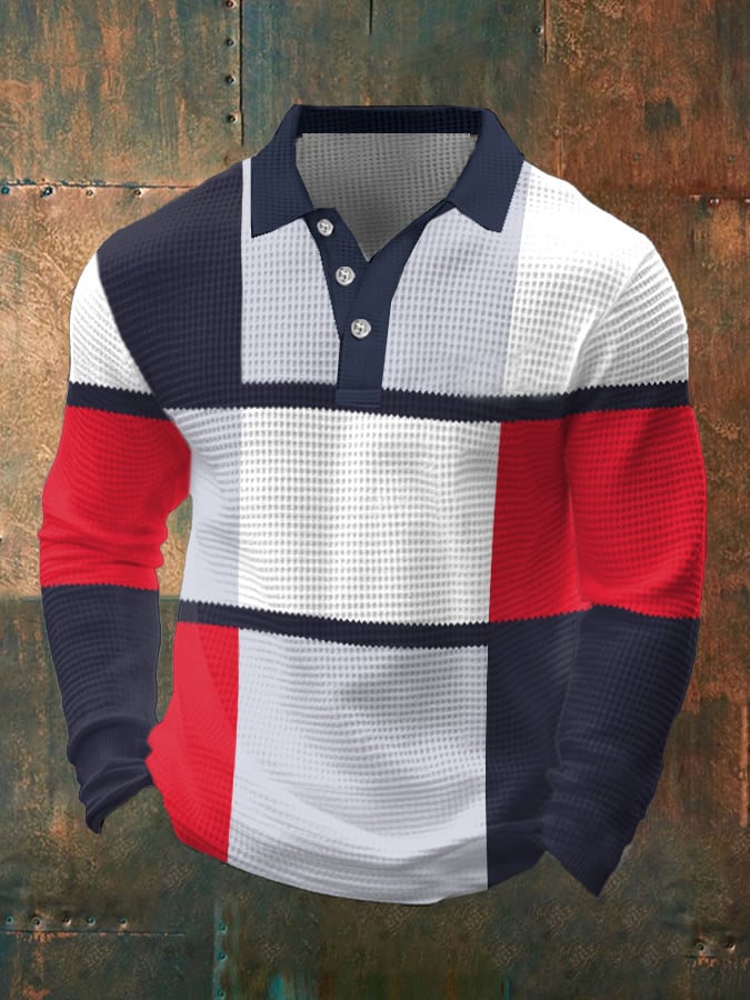 Casual Contrast Waffle Polo para hombre