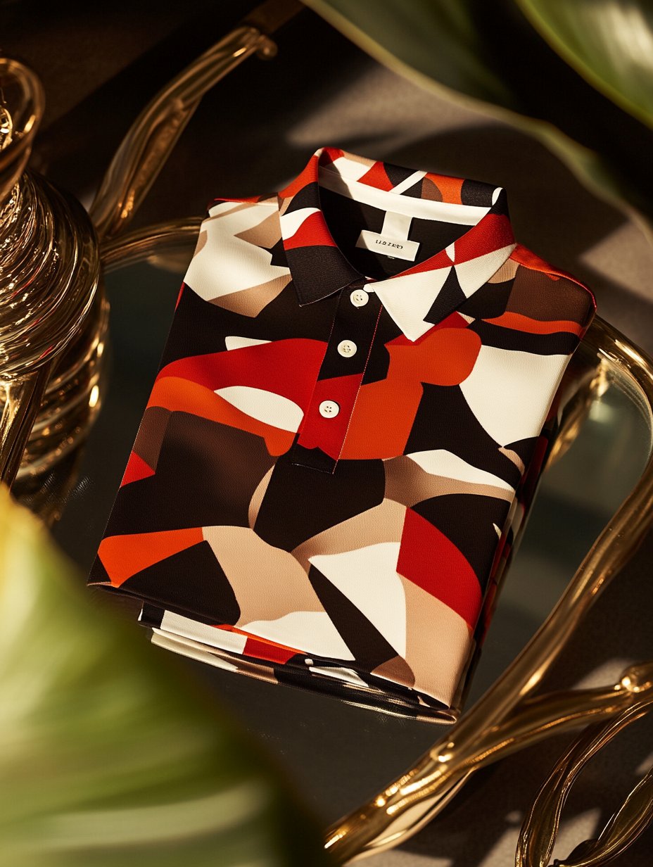 Camisa polo ejecutivo de lujo estampado Button de manga corta para hombre
