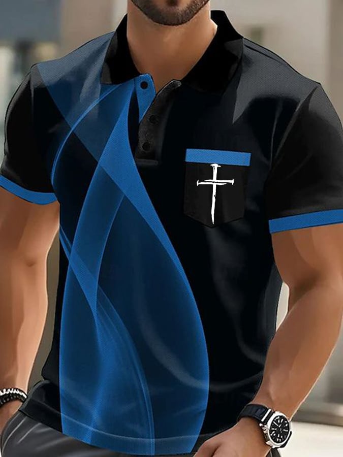 Camisa polo Faith Cross estampado casual (With bolsillos) para hombre