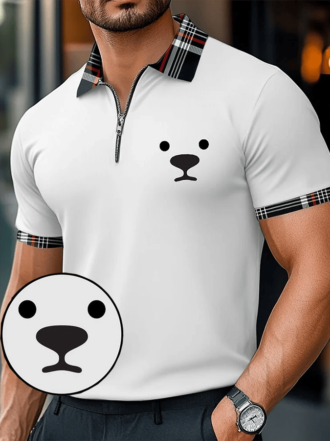 Camisa polo retro Expression Design estampado casual Comfortable And transpirable para hombre