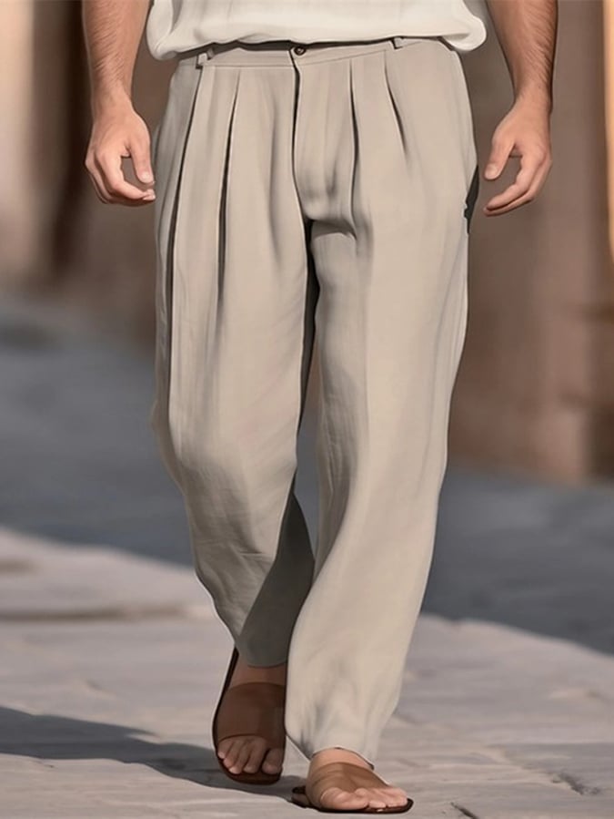 Pantalón de color sólido casual de algodón para hombre