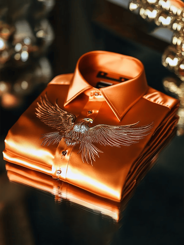 Camisa satén Luxe de manga larga con botones para hombre