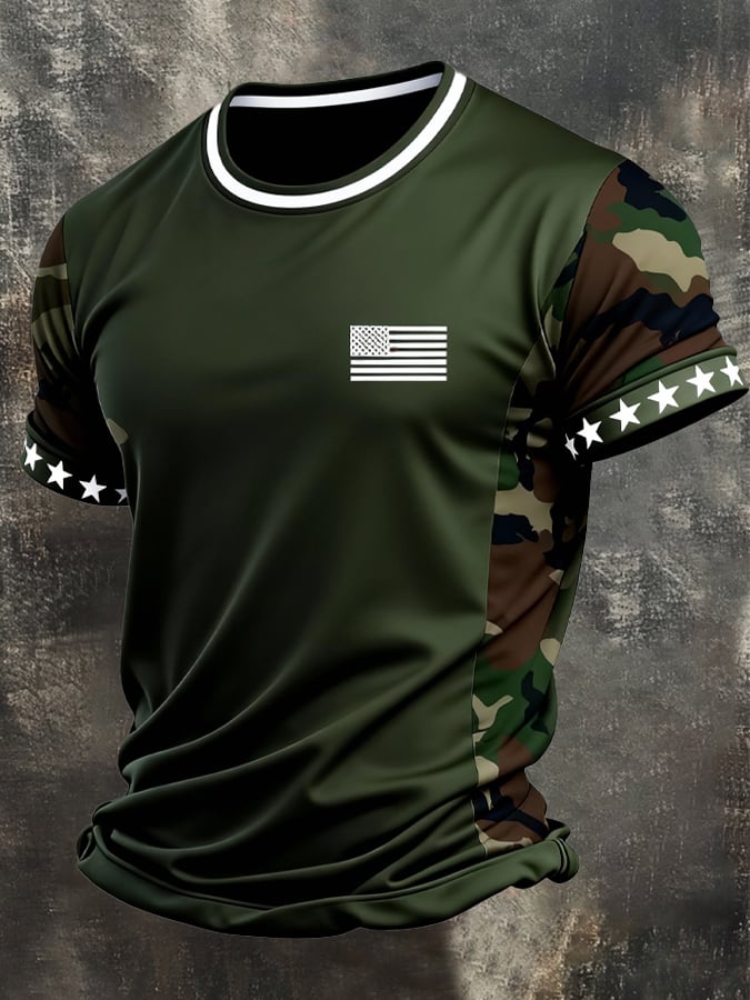 Camiseta retro Patriot camuflaje Patchpara trabajo para hombre