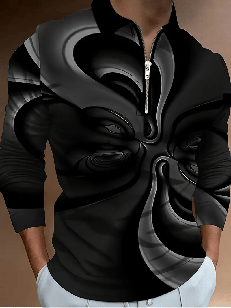 Camisa ejecutivo casual a rayas con cierre para hombre