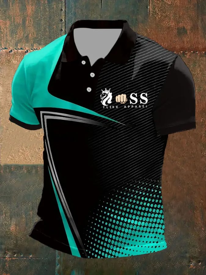 Camisa polo retro Letter estampado casual para hombre
