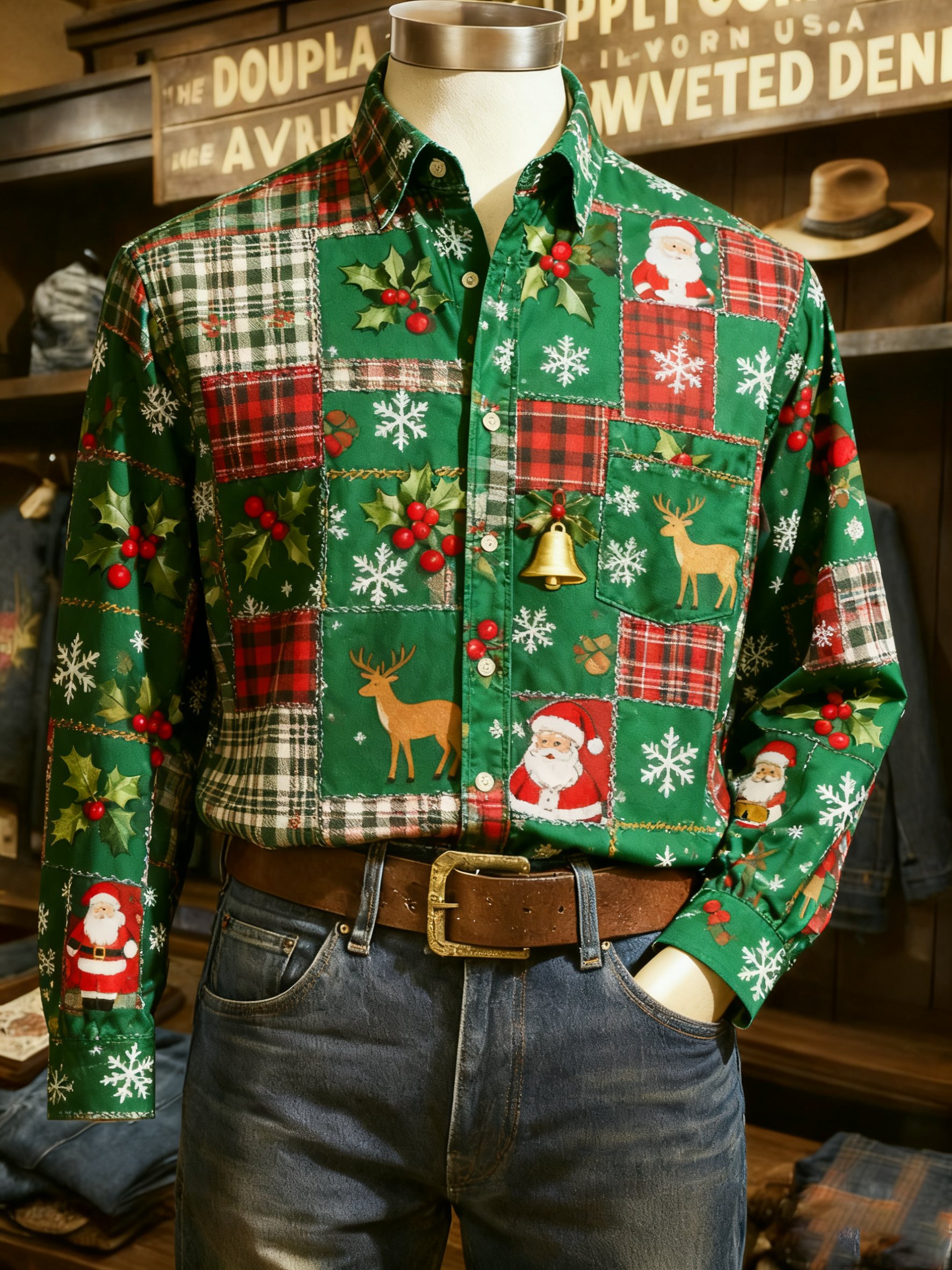 Camisa casual Christmas de manga larga para hombre