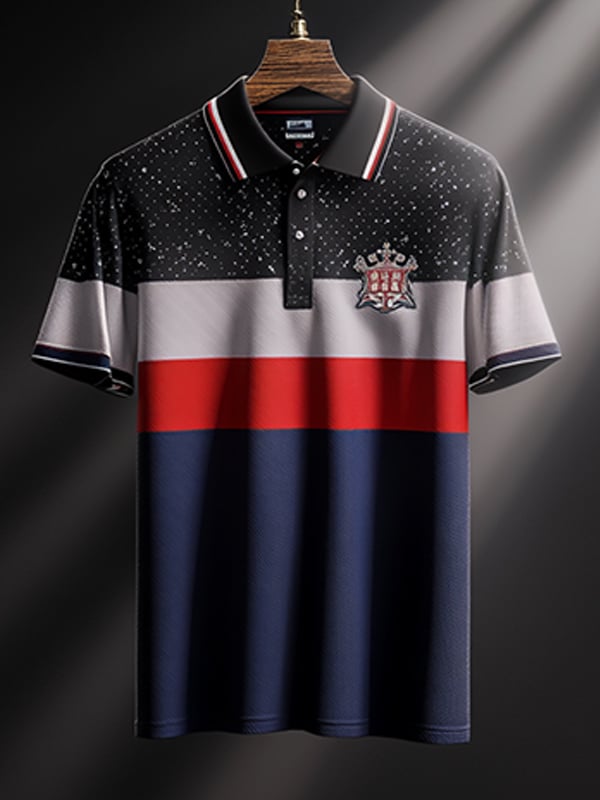 Camisa polo clásico ejecutivo Logo estampado Button para hombre
