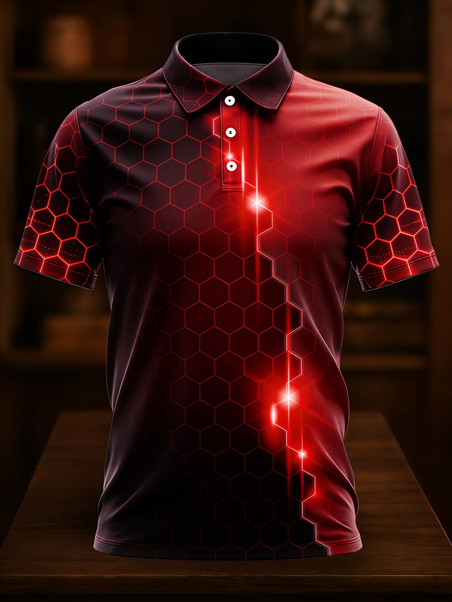 Camisa polo ejecutivo casual Art Button de manga corta para hombre