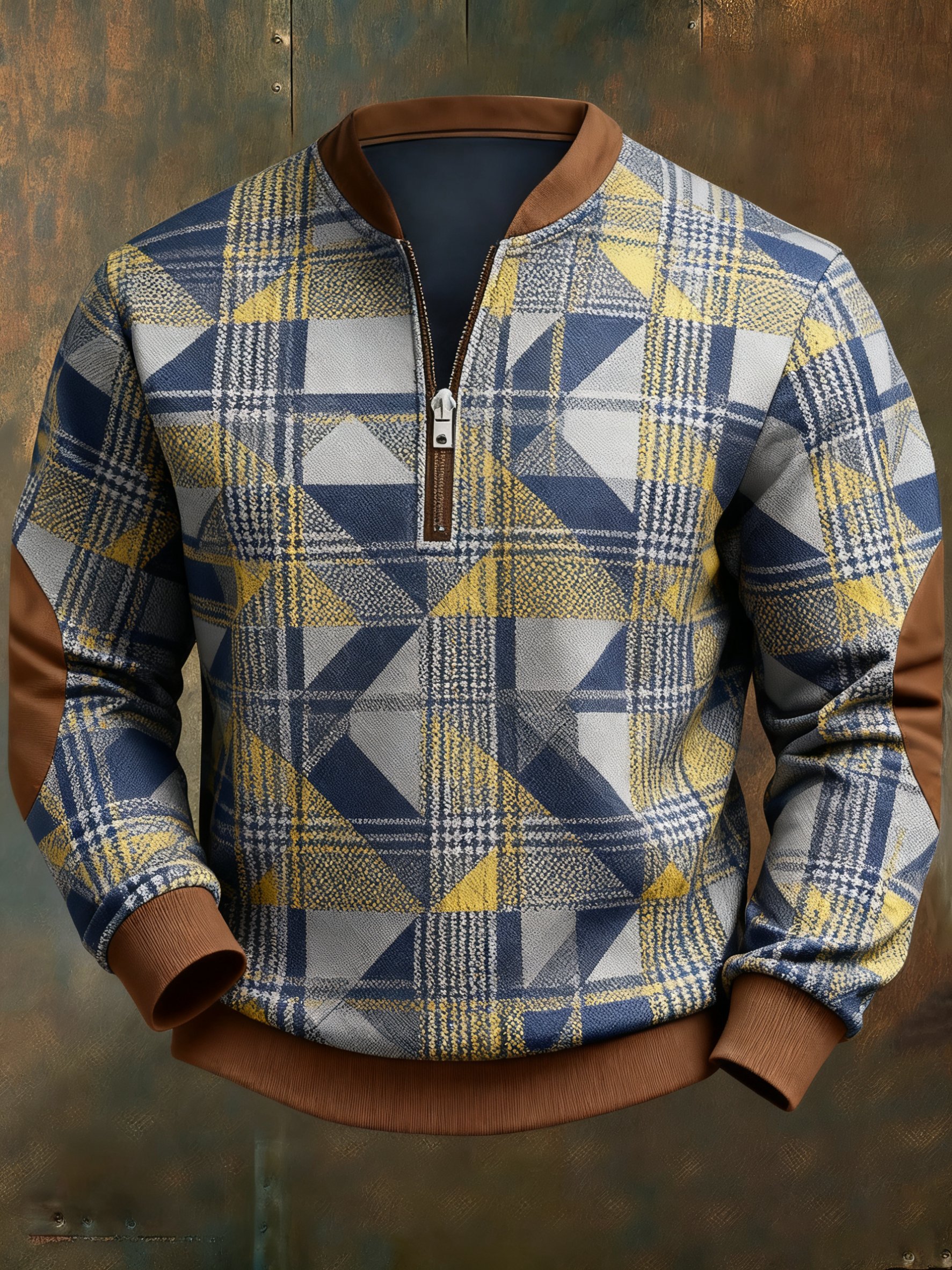 Sudadera casual geométrico en bloques de color estampado para hombre