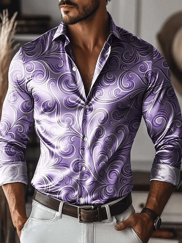 Camisa vintage de manga larga para hombre