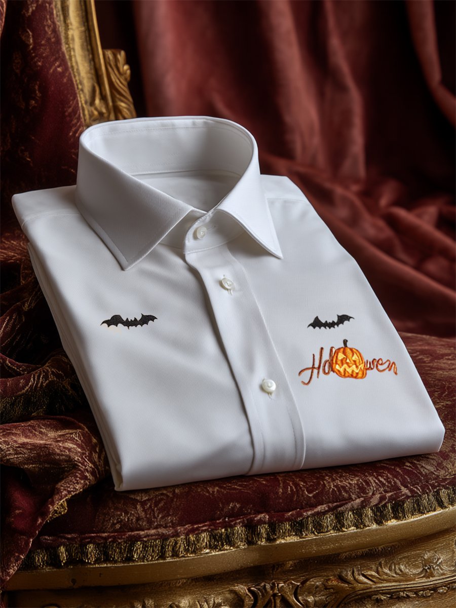 Camisa retro casual Halloween Art de manga larga para hombre