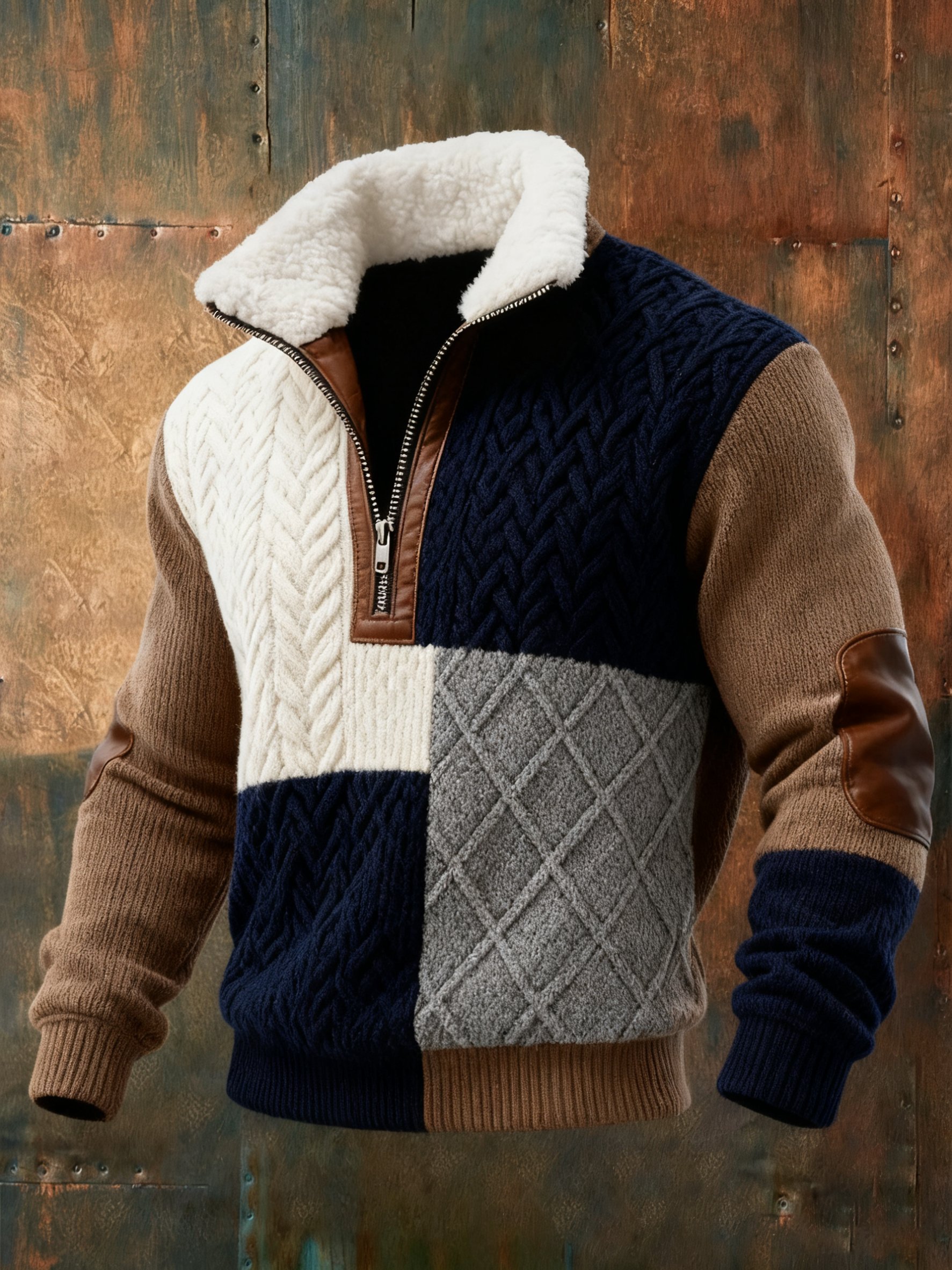Sudadera geométrico estampado texturizado casual para hombre