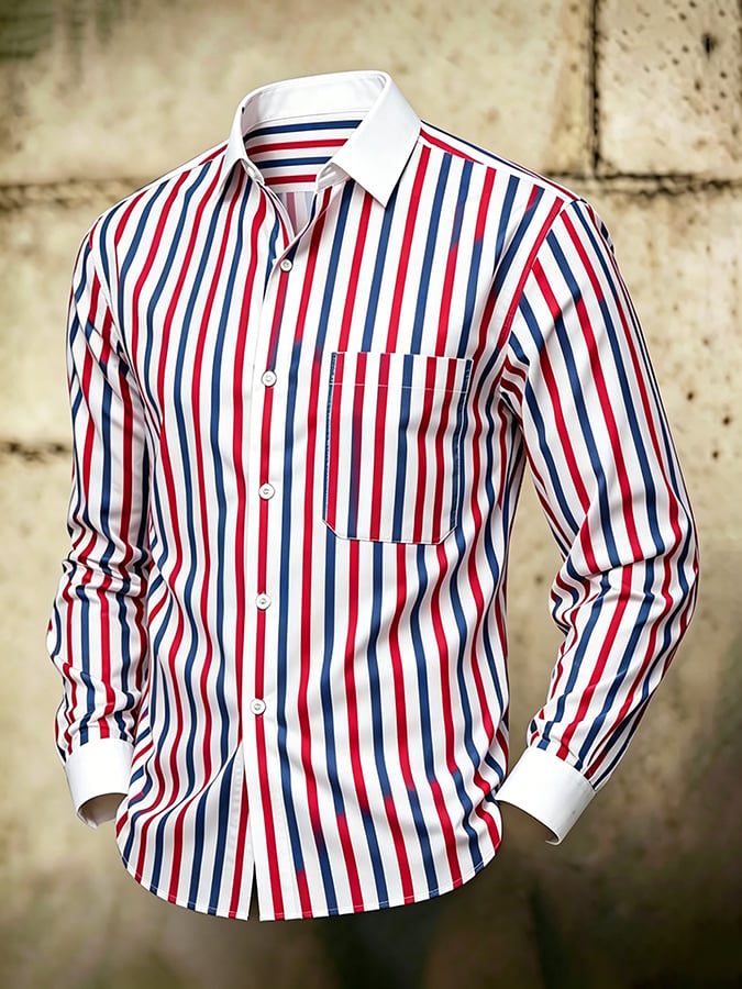 Camisa retro Abstract Art estampado Comfortable ejecutivo Style para hombre