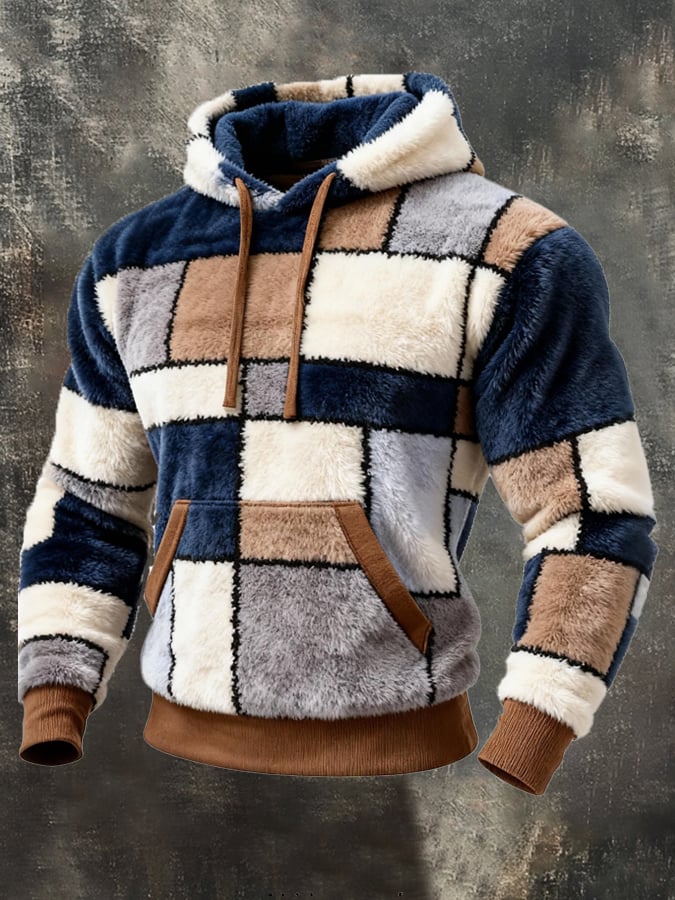 Sudadera Comfortable Lambskin en bloques de color estampado casual de manga larga para hombre