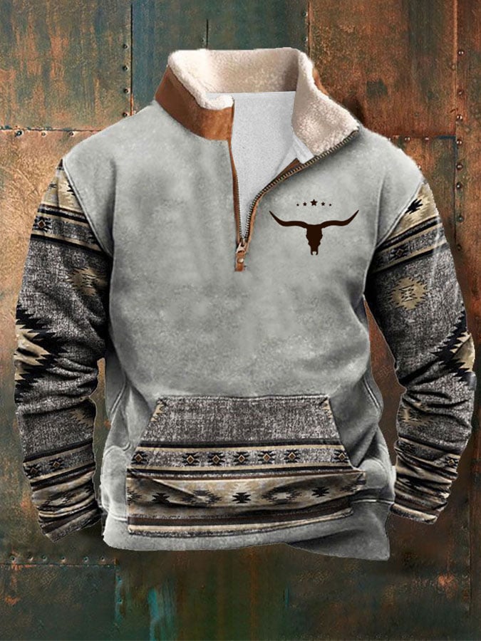 Sudadera retro western style estampado casual para hombre