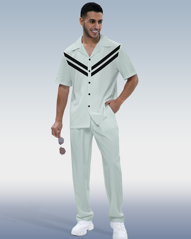 Camisa Gradient estampado de manga corta Walking Suit 791 para hombre