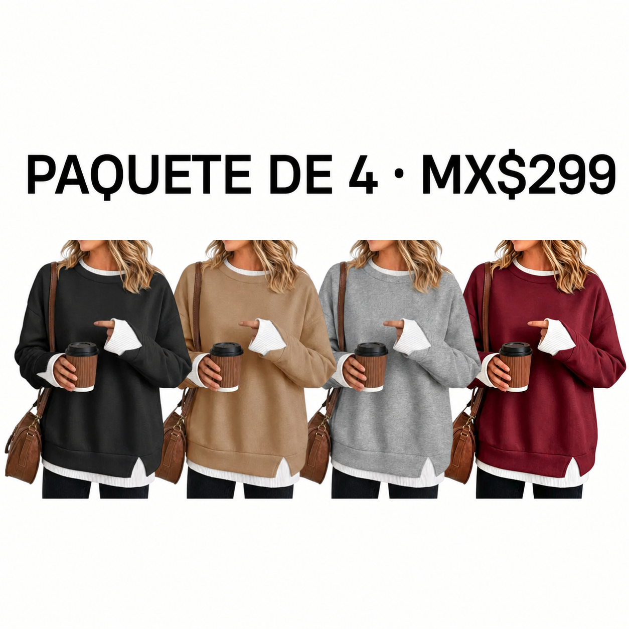 Sudadera de dos piezas con efecto en capas para mujer · vista 3