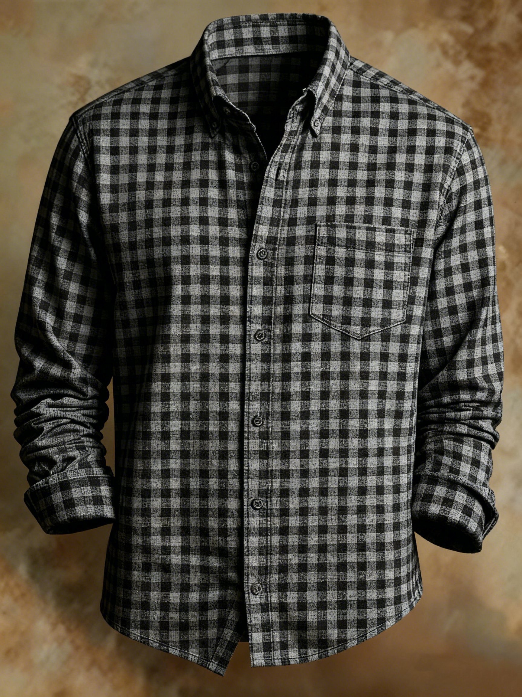 Camisa retro Abstract Art estampado a cuadros diseño ejecutivo Style para hombre