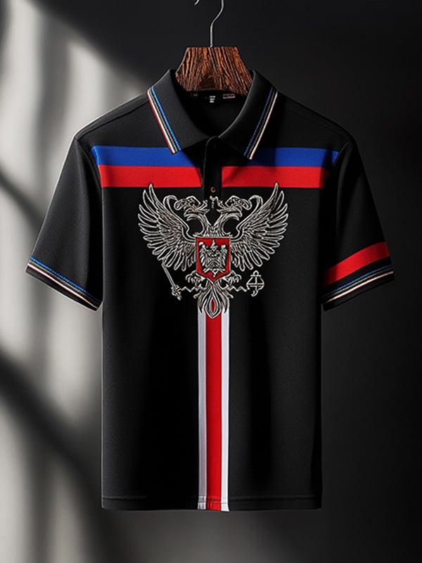Camisa polo ejecutivo Eagle estampado Button para hombre