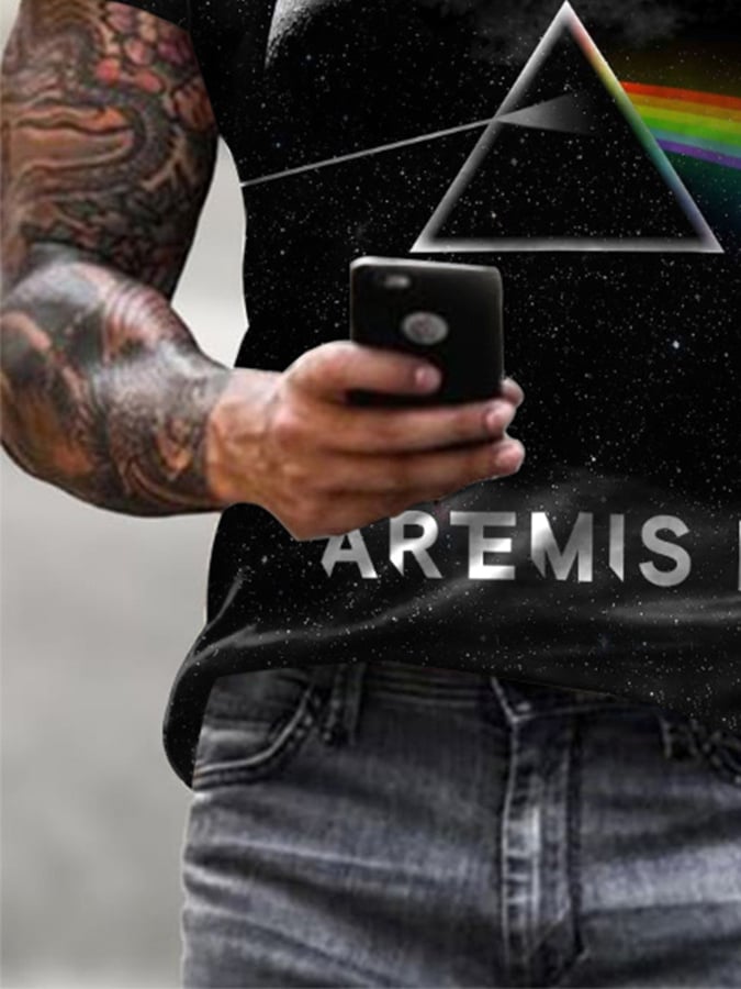 Camiseta retro Artemis II Dark Side Of The Moon estampado para hombre
