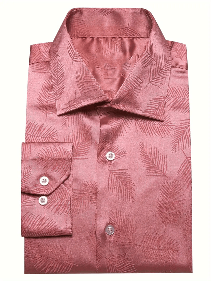 Camisa seda ejecutivo de lujo Design estampado de manga larga para hombre