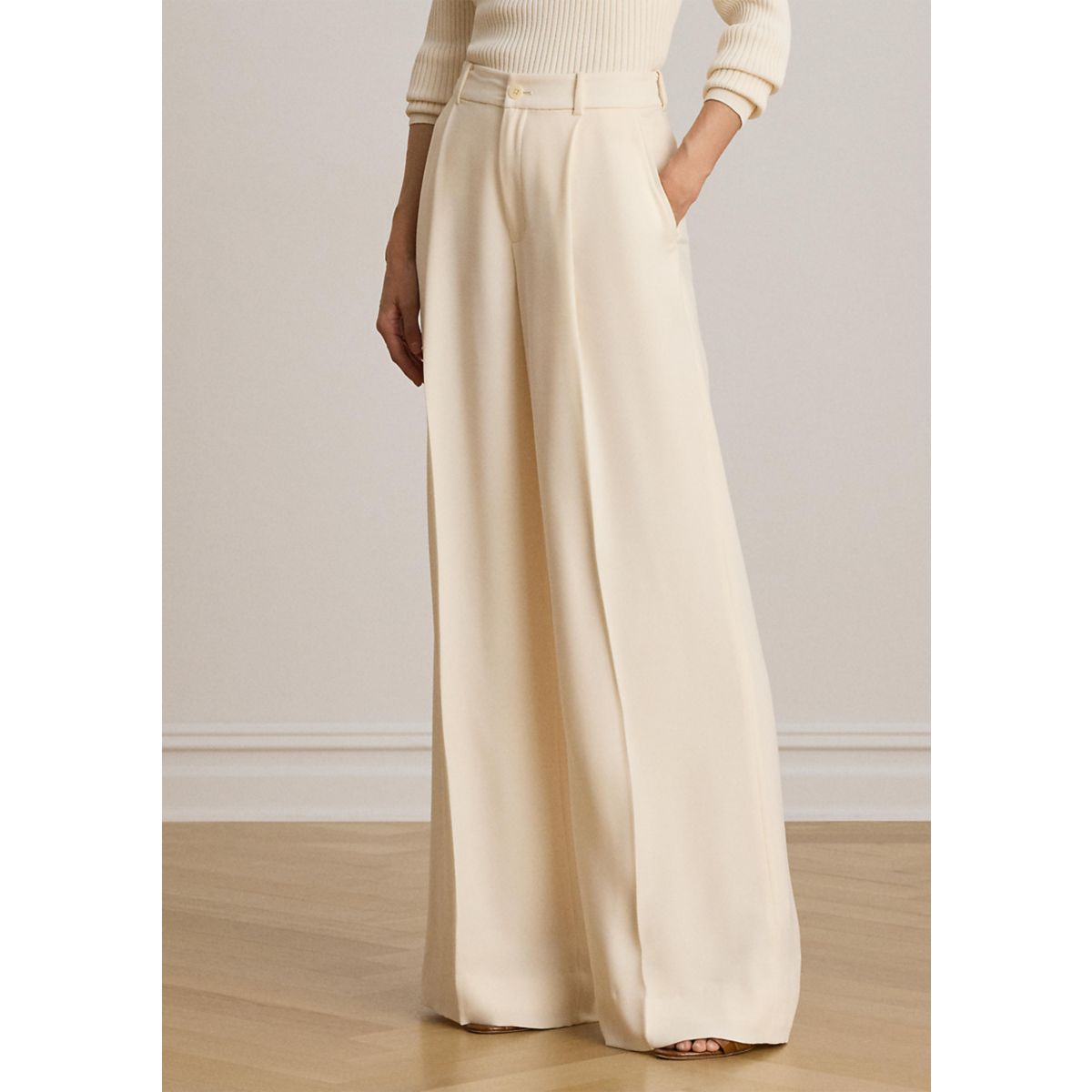 Women's Double-Faced Georgette Wide-Leg Pants - 1