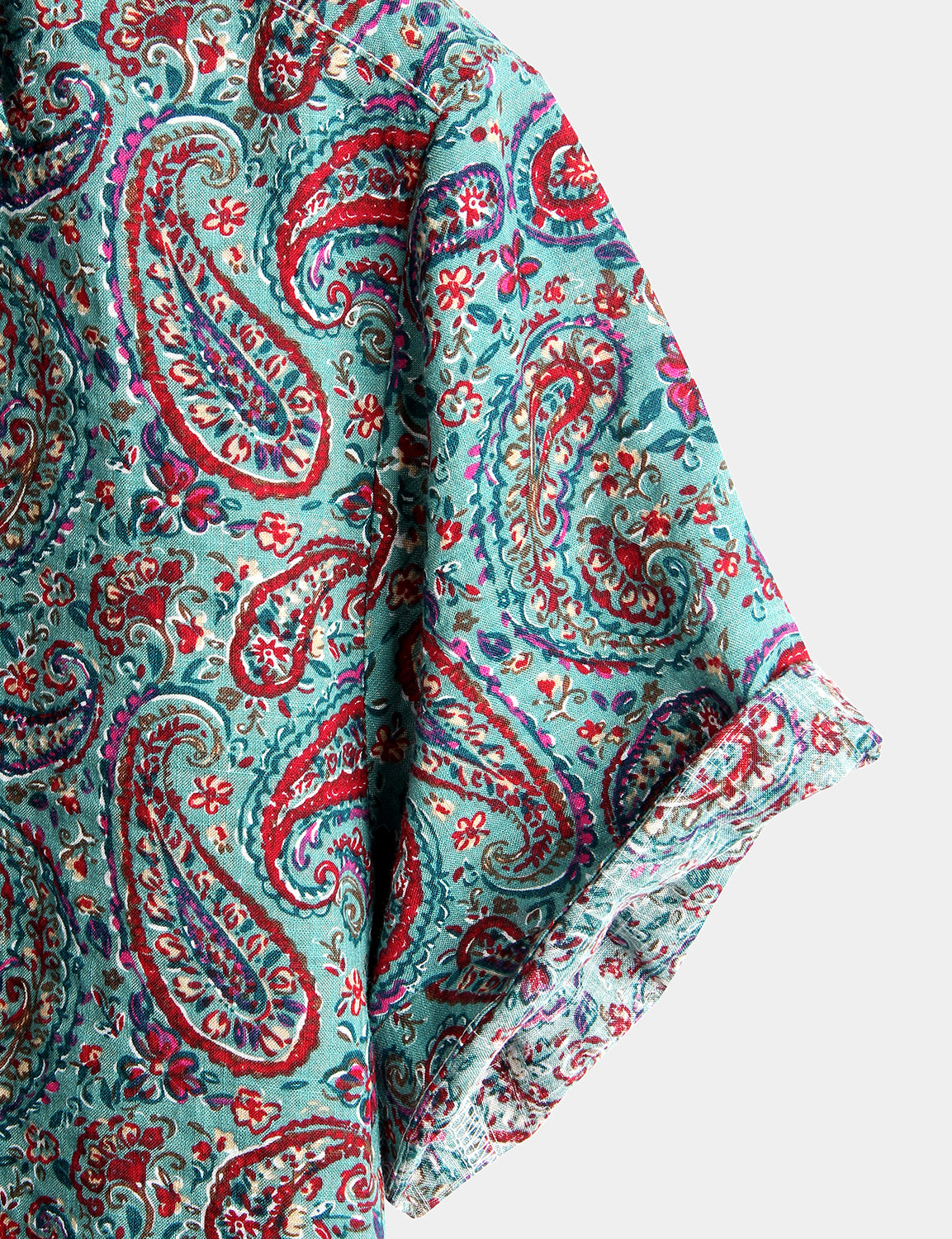 Camisa Paisley de algodón de manga corta Button Up vintage para hombre