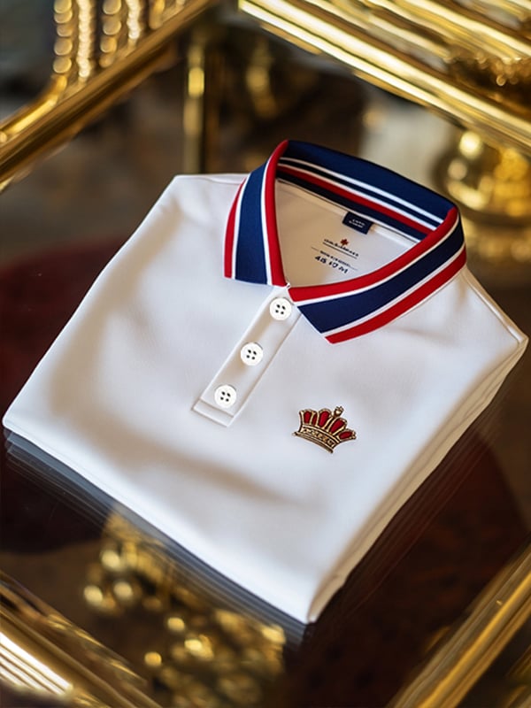 Camisa polo ejecutivo rayas Logo estampado de manga corta para hombre