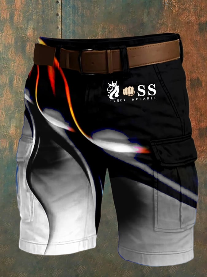 para hombre retro Letter Print Multi-Pocket Design Cargo shorts